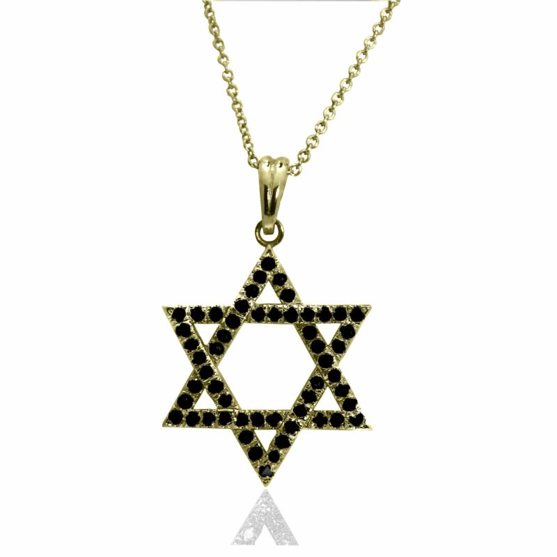 שרשרת מגן דוד 1/2 קרט יהלומים שחורים
